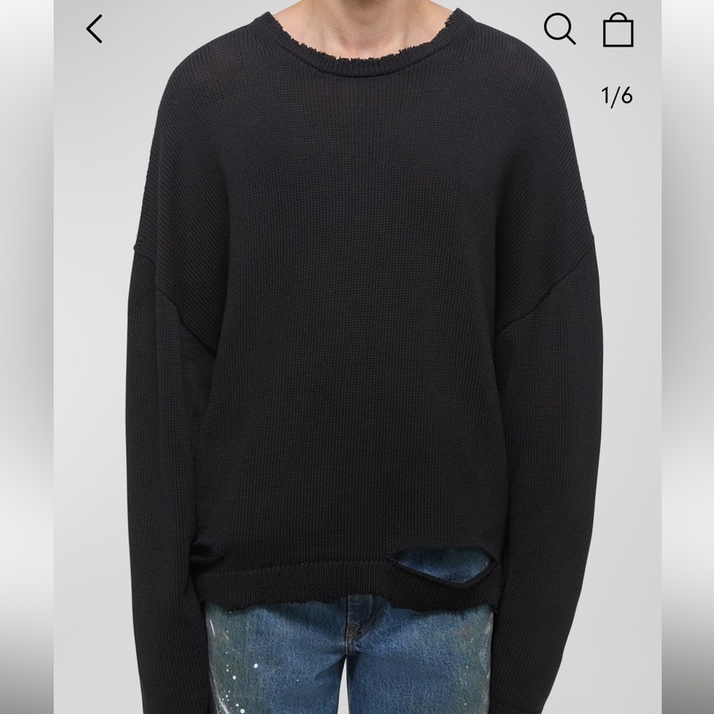 NWT Helmut Lang Distressed Sweater Men Black size S